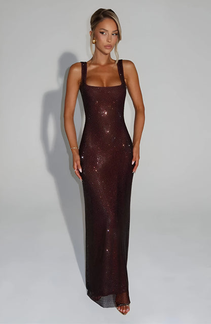Celestia Sparkle Mesh Maxi Dress