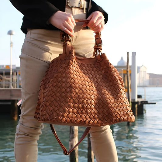 Lorène - Woven Leather Shoulder Bag