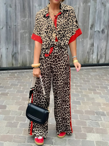 Salomé - Loose Leopard Print Two-Piece Set