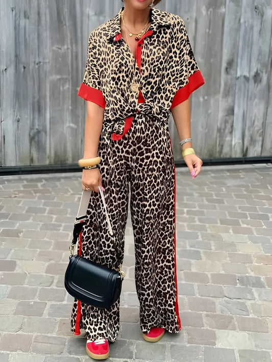 Salomé - Loose Leopard Print Two-Piece Set
