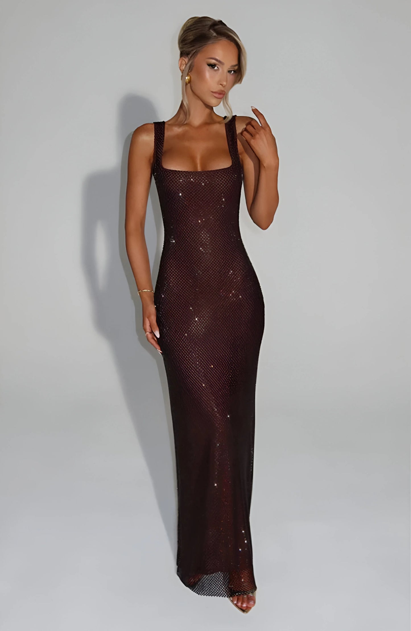 Celestia Sparkle Mesh Maxi Dress