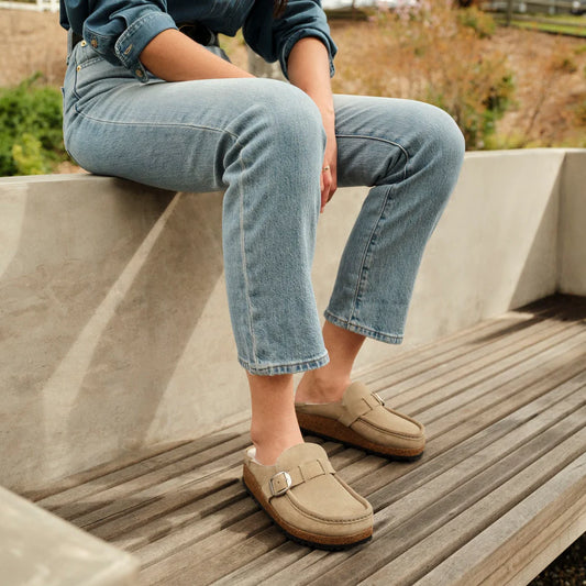 Sandały Buckley Shearling Taupe Suede