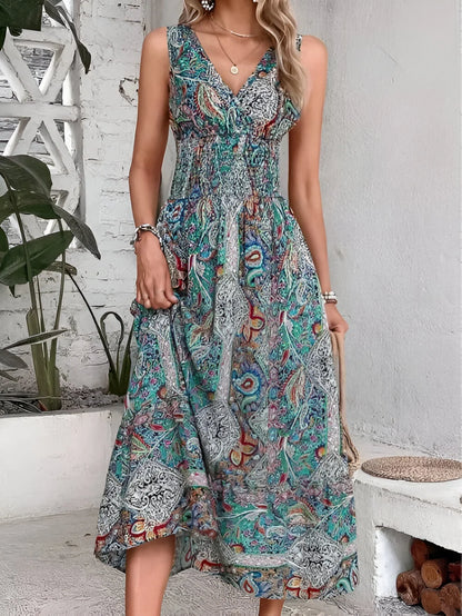 Anaëlle - Bohemian Sleeveless Print Maxi Dress