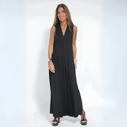 Noémie – Drapowana sukienka maxi z pasującym kardiganem