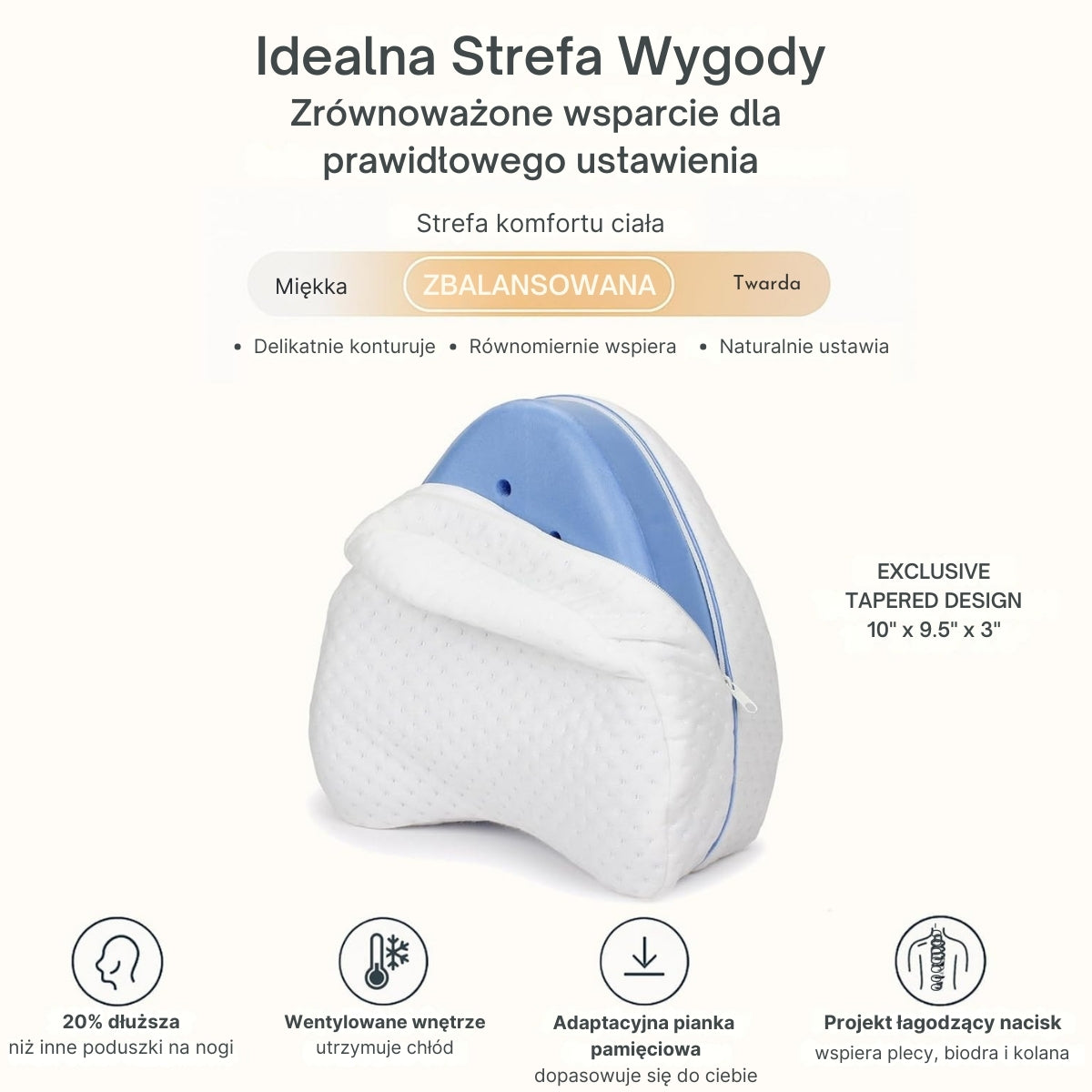 AlignEase™ Poduszka ortopedyczna pod i nogi dla osób śpiących na boku