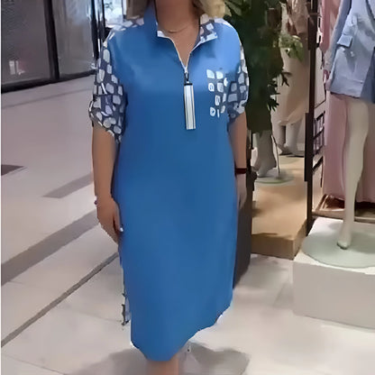 Zinnia Zip Neck Patch Dress