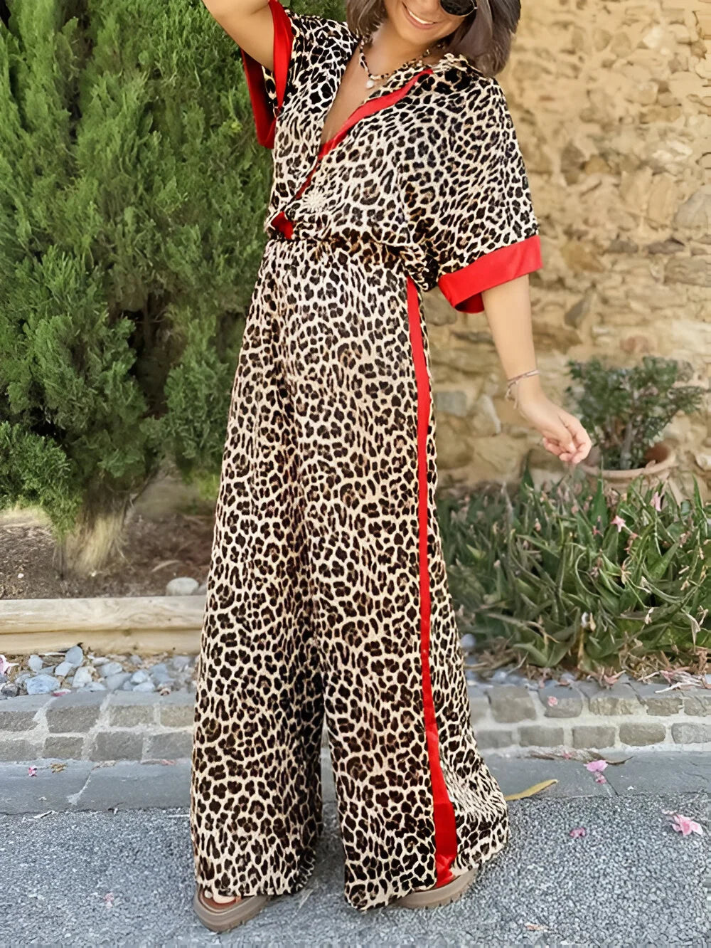 Salomé - Loose Leopard Print Two-Piece Set