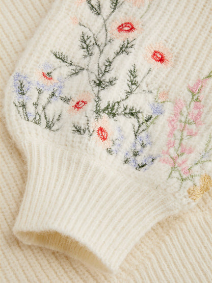 Éloïse – haftowany sweterek z dzianiny Crop