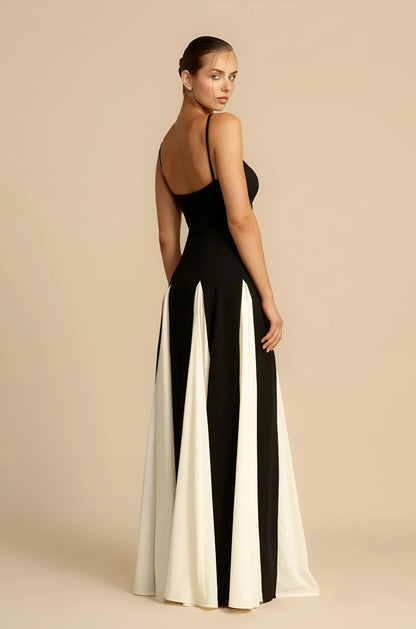 Solène - Elegant Contrast Panel Dress