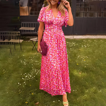 Florine – Luźna sukienka dzienna z dekoltem w serek