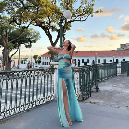 Aurélie – Two-Tone Illusion Draped Dress