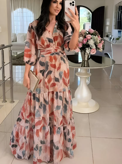 CLAUDIA | Sukienka maxi z kwiatowym wzorem i wygodnym krojem na eleganckie dni