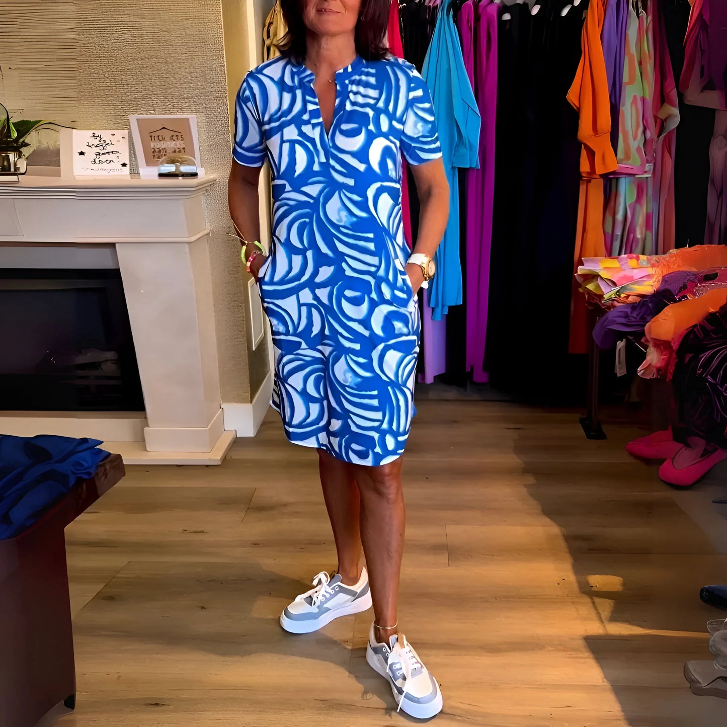 Maëlle – Abstract V-Neck Summer Dress