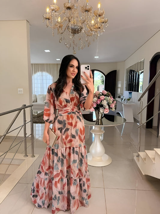 CLAUDIA | Floral Maxi Dress with Comfortable Fit for Elegant Days