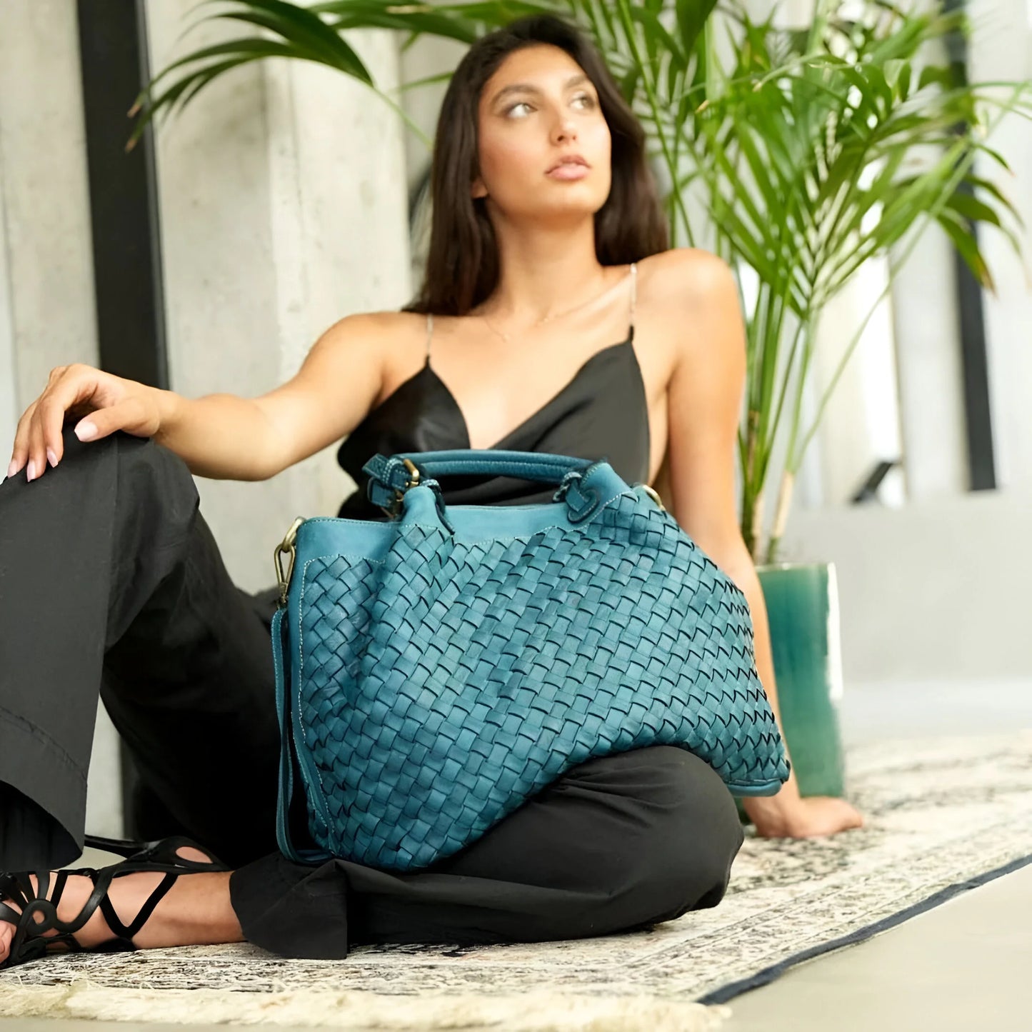Lorène - Woven Leather Shoulder Bag