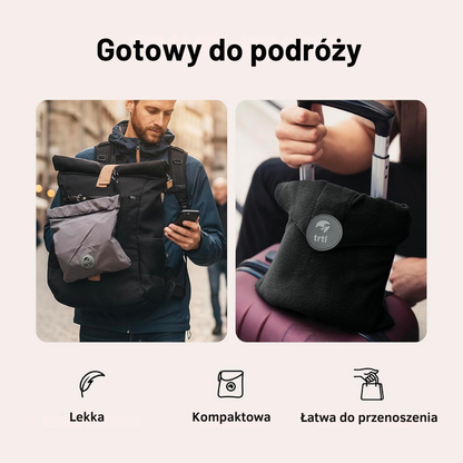 Kompaktowa poduszka podróżna NeckEase™ z naukowym podparciem głowy i szyi