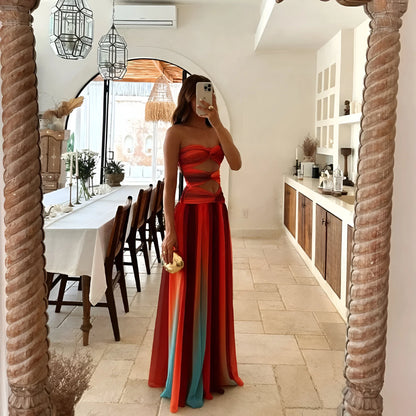 Aurélie – Two-Tone Illusion Draped Dress