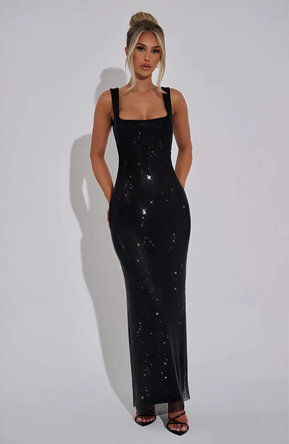 Celestia Sparkle Mesh Maxi Dress