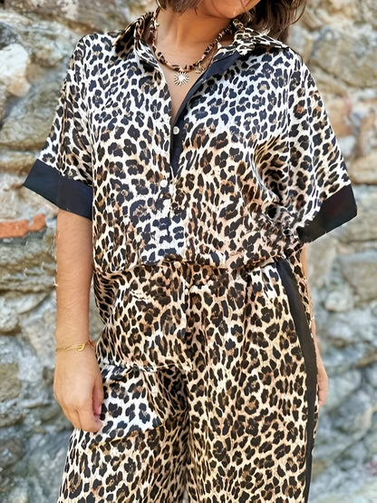 Salomé - Loose Leopard Print Two-Piece Set