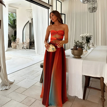 Aurélie – Two-Tone Illusion Draped Dress
