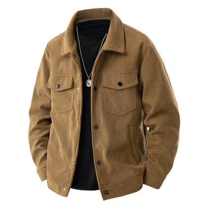 Męska casualowa kurtka sztruksowa z naszyjnikiem