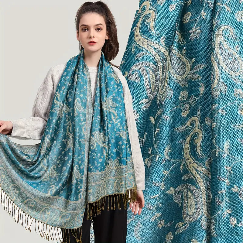 Anna - Gruby szal żakardowy z kaszmiru i pashminy