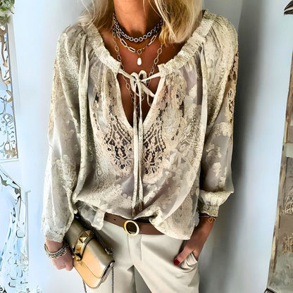 JILL - SZYDEŁKOWANA DAMSKA BLUZKA BOHO