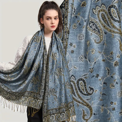 Anna - Gruby szal żakardowy z kaszmiru i pashminy