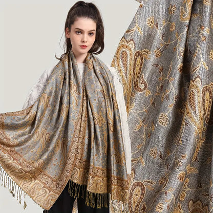 Anna - Gruby szal żakardowy z kaszmiru i pashminy