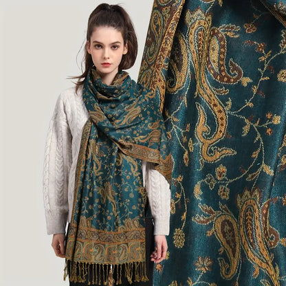 Anna - Gruby szal żakardowy z kaszmiru i pashminy