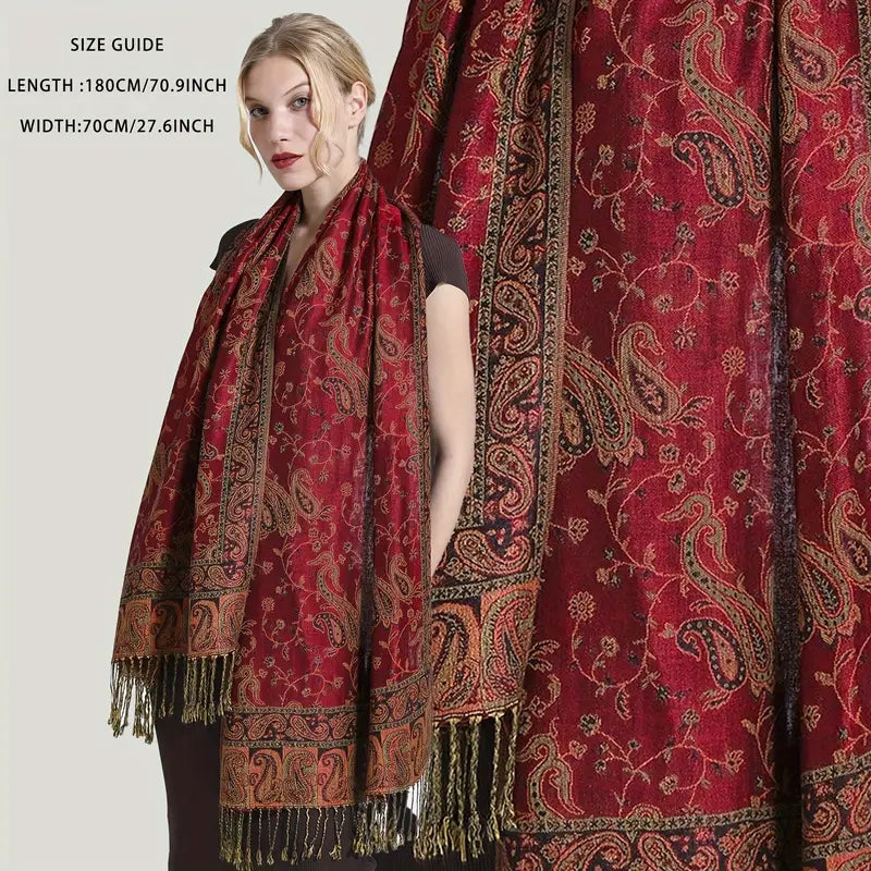 Anna - Gruby szal żakardowy z kaszmiru i pashminy