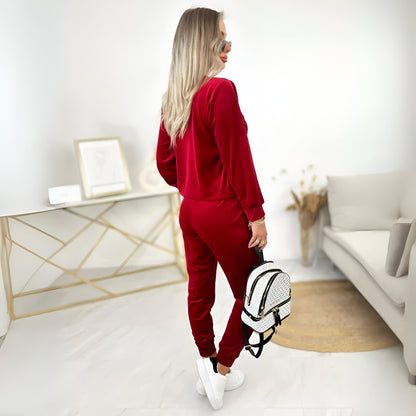 Welwetowy dres z dekoltem w serek dla kobiet