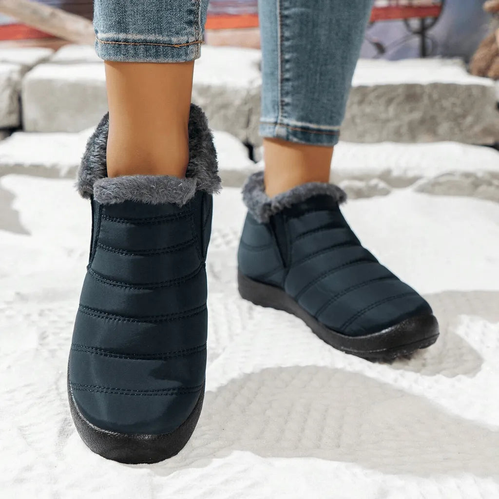 Zimowe skórzane buty damskie z podszewką z owczej skóry