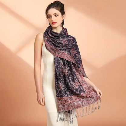 Anna - Gruby szal żakardowy z kaszmiru i pashminy